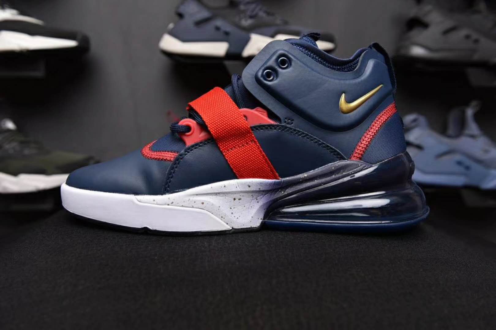 Nike Air Force 270 Mid Sea Blue Red Shoes - Click Image to Close